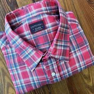 Untuckit‎ Ojai Shirt Men's XXL Red Plaid Long Sleeve Button Down Fall 2017